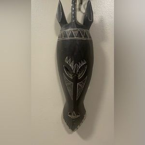 Wood carved zebra mask